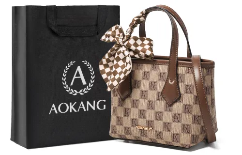 AOKANG PVC Bucket Bag, Handbag, Crossbody Bag, Shoulder Bag Regular Women's Khaki Coffee/Caramel Coffee