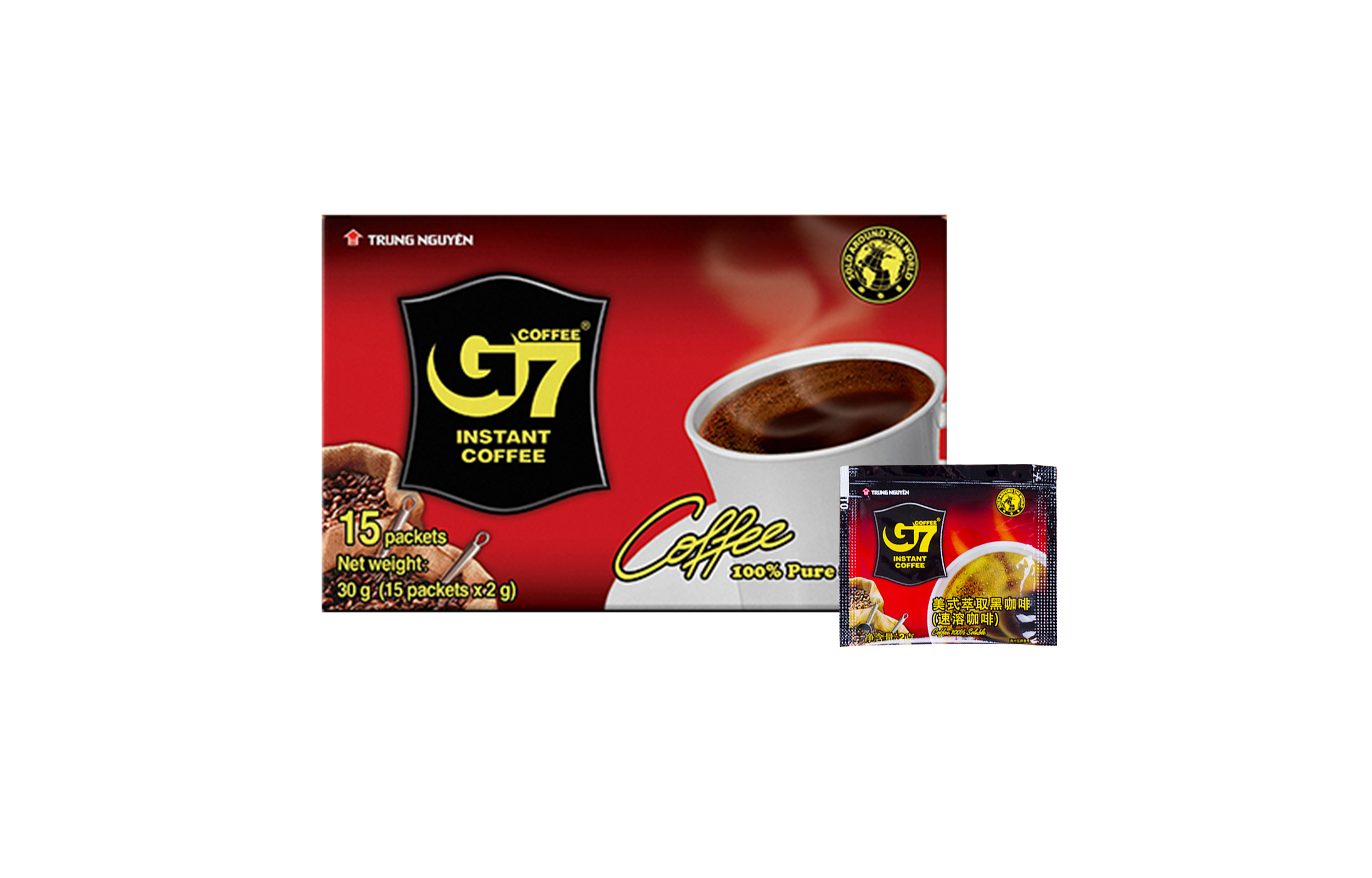 G7 COFFEE INSTANT COFFEE instant coffee 30g*1 box pure black 15 cups imported from Vietnam American black coffee powder student party working class study independent packaging easy to carry
