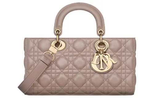 DIOR Lady D Joy Lambskin Handbag, Shoulder Bag, Crossbody Bag, Handbag Medium Women's Taupe
