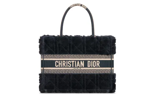 DIOR BookTote Shearling Tote Bag, Shopping Bag, Handbag Medium Women's Marine Blue