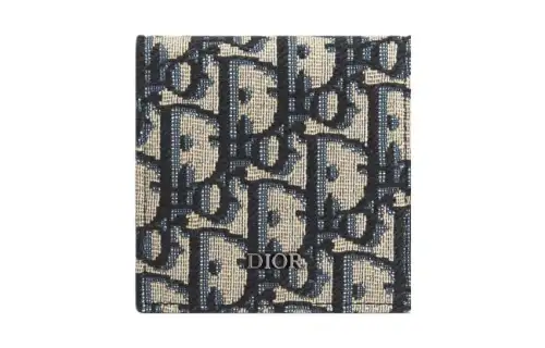 DIOR Oblique Jacquard Fabric Coin Purse Men's Beige & Black