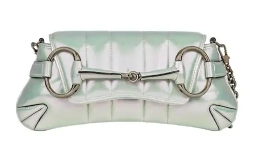 GUCCI HORSEBIT CHAIN Leather Shoulder Bag, Handheld Shoulder Bag Women's Rainbow Green