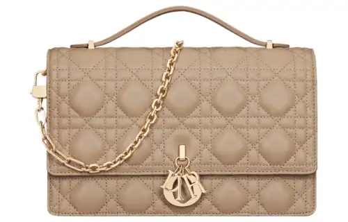 DIOR Lambskin Handbag Women's Cookie
