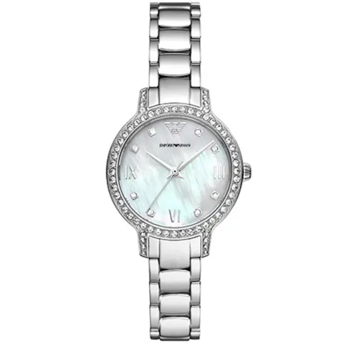 EMPORIO ARMANI Armani, quartz dial, fashionable white women's watch, steel belt, quartz mechanism, European style