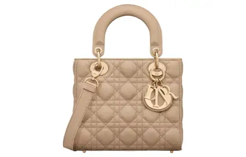 DIOR Lady Dior Grain Calfskin Handbag Crossbody One Shoulder Handbag Small Women's Cookie