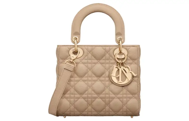 DIOR Lady Dior Grain Calfskin Handbag Crossbody One Shoulder Handbag Small Women's Cookie