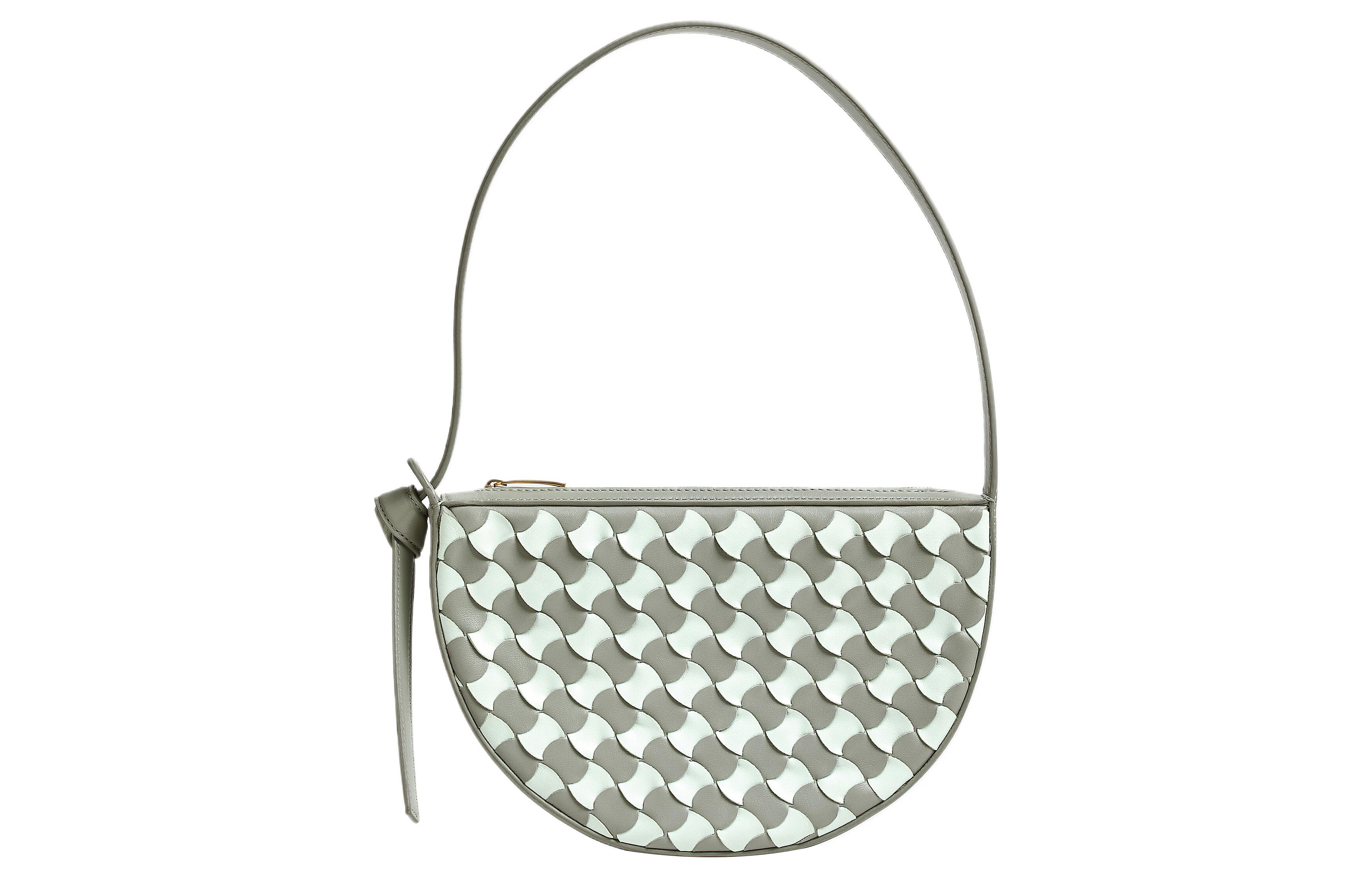 Bottega Veneta Intrecciato Calfskin Handbag, Shoulder Bag Mini Women's Agate Gray With Glacier