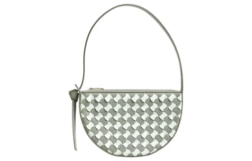 Bottega Veneta Intrecciato Calfskin Handbag, Shoulder Bag Mini Women's Agate Gray With Glacier