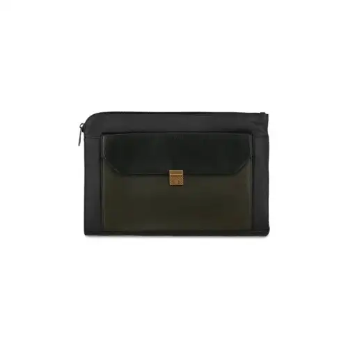 Bottega Veneta Zip Closure Leather Clutch Men's Dark Color & Marine Blue