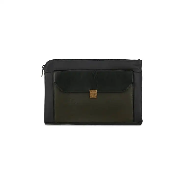 Bottega Veneta Zip Closure Leather Clutch Men's Dark Color & Marine Blue