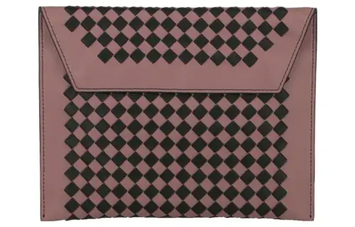 Bottega Veneta Intrecciato Leather Clutch Women's Black & Dark Red