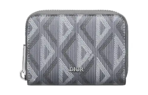 DIOR Diamond Canvas Card Holder Men's Dior Gray