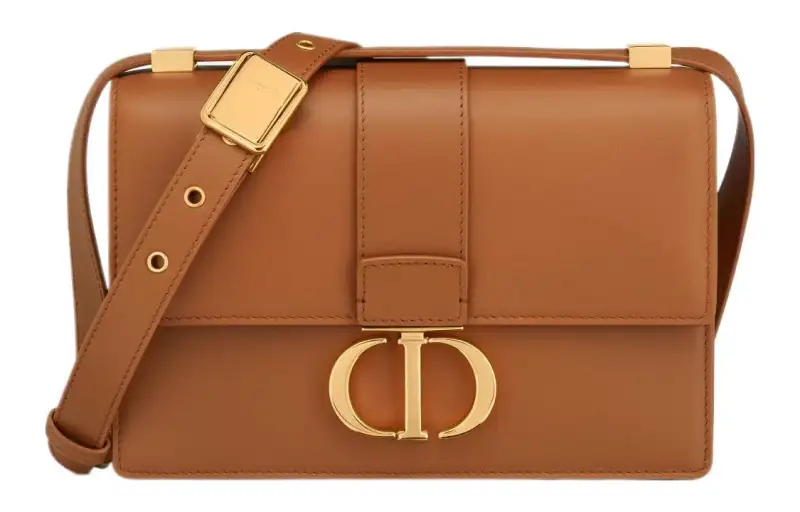 DIOR 30 Montaigne Calfskin Montane Bag, Box Bag, Handbag, Shoulder Bag, Crossbody Bag Small Women's Gold