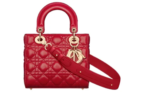 DIOR Lady Dior My ABCDior Lambskin Handbag, Shoulder Bag, Crossbody Bag, Handbag Small Women's Solitary Flower Red