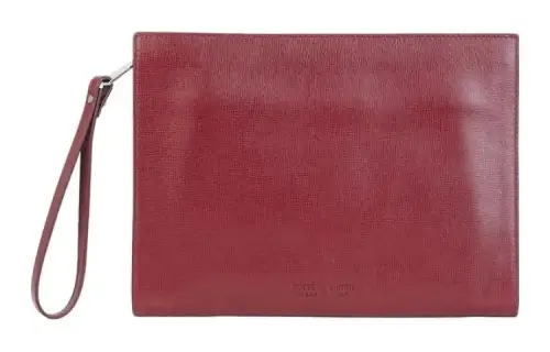 Bottega Veneta Leather Clutch Unisex Bordeaux Red