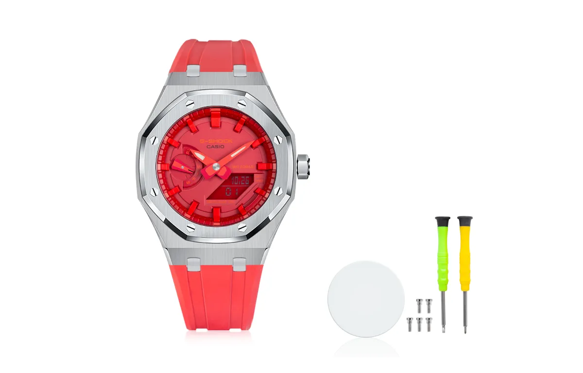 CASIO Men Liquid Crystal/Analog Dual Display Series Red Watch