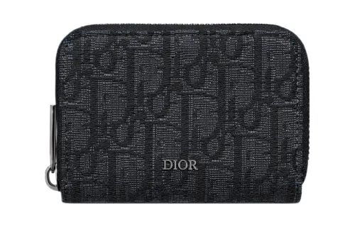 DIOR Oblique Jacquard Fabric Card Holder Men's Black