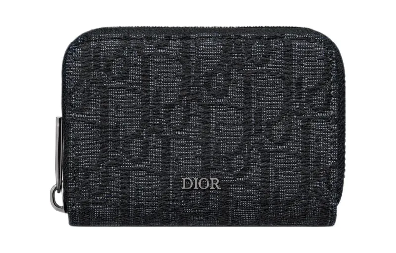 DIOR Oblique Jacquard Fabric Card Holder Men's Black
