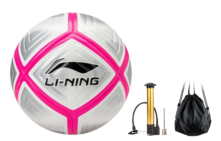 Li Ning Size 5 Soccer PU Seamless Thermal bonding Unisex Gray Pink