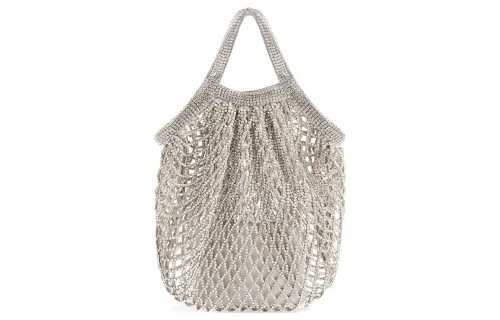 Balenciaga Sheepskin Mesh Bag Handbag Small Women's Silver
