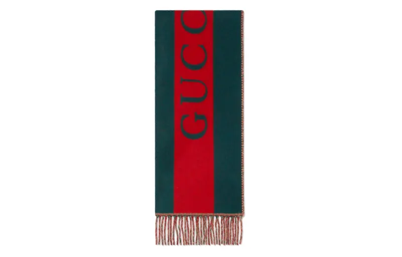 GUCCI Web Jacquard Wool Scarf