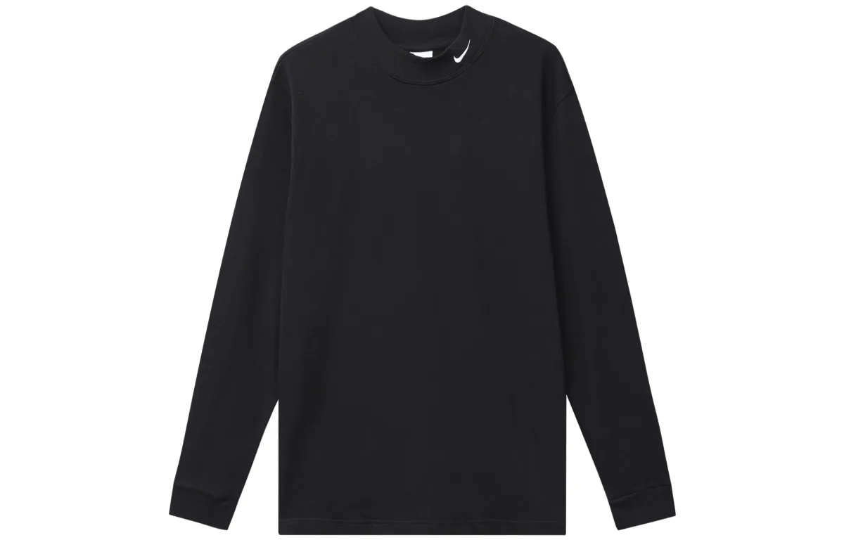 Nike T-Shirts Men's Black Half-Turtleneck Moderate Straight Fit