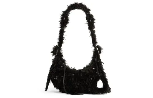 Balenciaga Le Cagole Faux Fur Handbag, Shoulder Bag Mini Women's Black