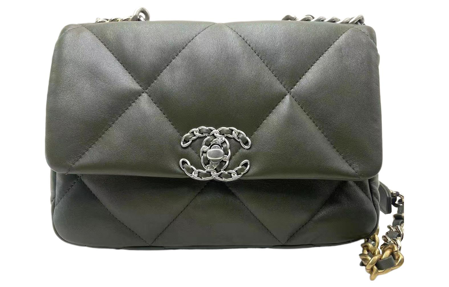 CHANEL 19Bag Bright Lambskin Handbag, Shoulder Bag, Crossbody Bag Small Women's Green