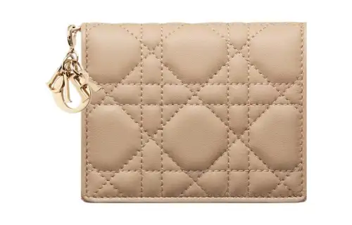 DIOR Lady Dior Lambskin Wallet Mini Women's Cookie