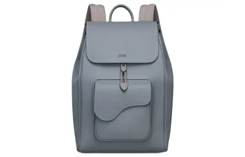 DIOR Saddle Grain Calfskin Saddle Backpack Men's Gray