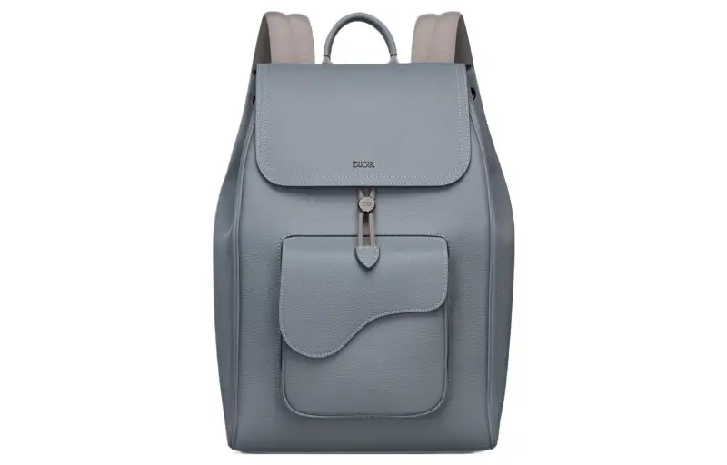 DIOR Saddle Grain Calfskin Saddle Backpack Men's Gray