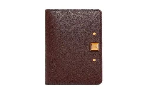 HERMES Chamkila Goat Skin Card Holder Women's 0G Rouge Sellier Saddle Red