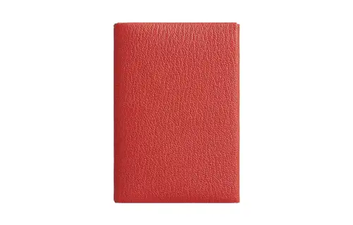 HERMES CalviDuo Mysore Goat Skin Card Holder Mini Women's 9T Capucine Orange Red