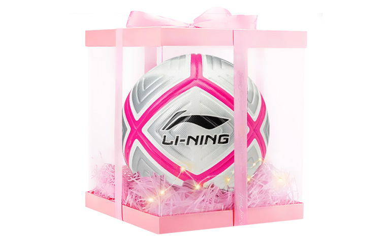 Li Ning Size 5 Soccer PU Seamless Thermal bonding Unisex Gray Pink