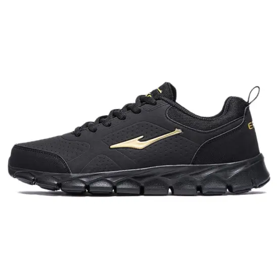 Erke Abrasion Resistant Low Top Casual Running Shoes Men's Black Gold