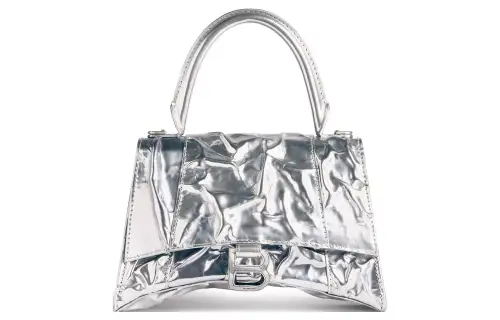 Balenciaga Hourglass Lambskin Hourglass Bag, Shoulder Bag, Crossbody Bag, Handbag Small Women's Silver