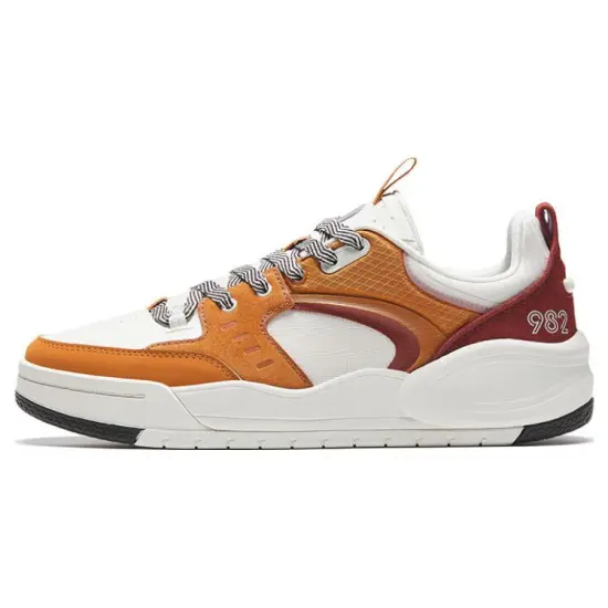 Anta 982EVO Anti-Slip Wear-Resistant Low-Top Skateboard Shoes Women's White Brown Red