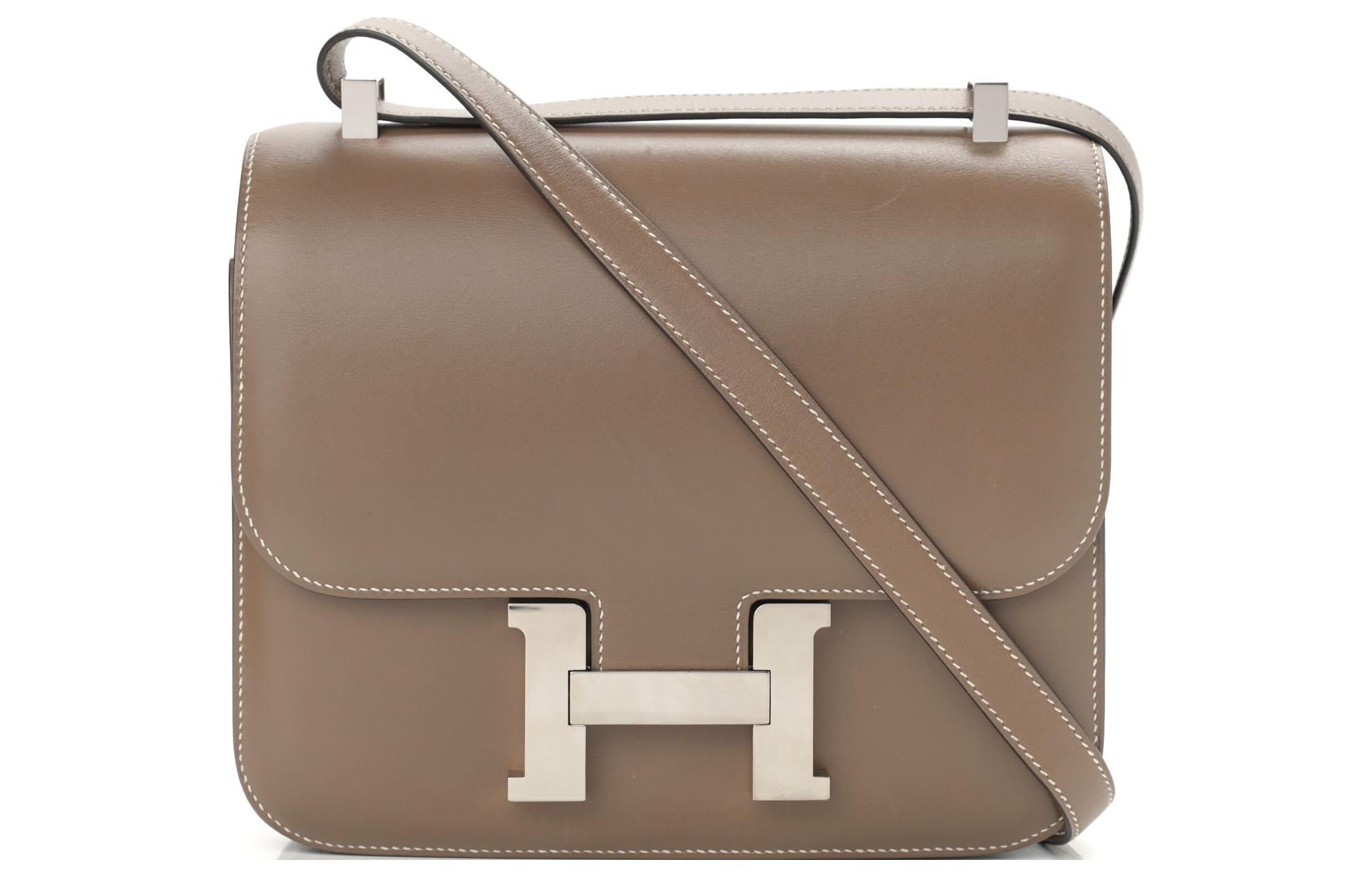 HERMES Constance Tadelakt Leather Crossbody Bag, Shoulder Bag 24 Women's 18 ETOUPE Elephant Gray