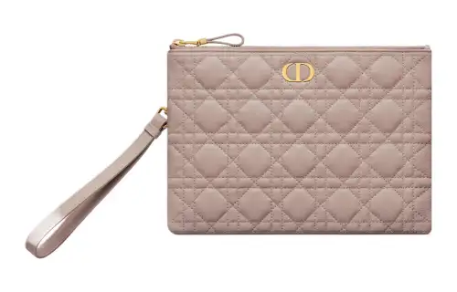 DIOR Caro Calfskin Clutch Medium Women's Taupe