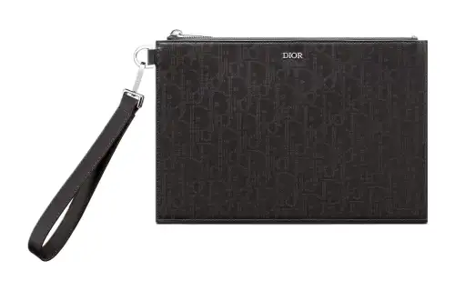 DIOR Cow Leather Wallet Clutch Men's Black