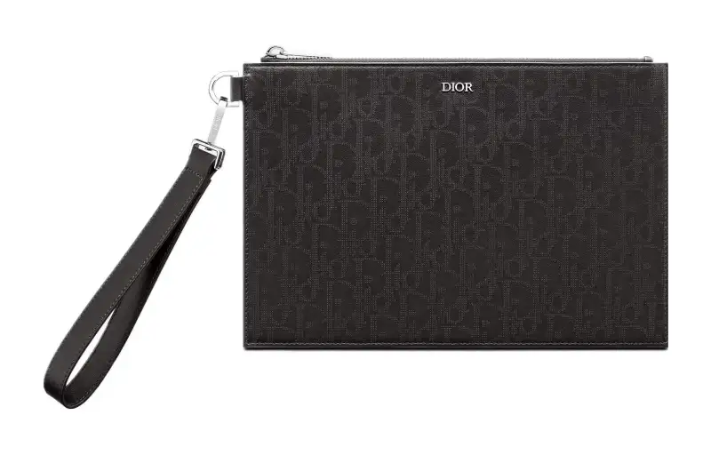 DIOR Cow Leather Wallet Clutch Men's Black