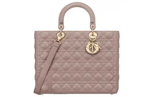 DIOR Lady Dior Lambskin Handbag, Shoulder Bag, Crossbody Bag, Handbag Large Women's Taupe
