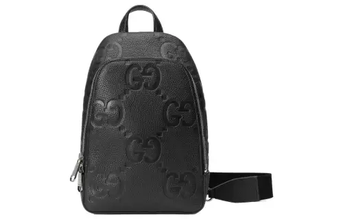 GUCCI Leather Shoulder Bag, Crossbody Bag Regular Men's Black