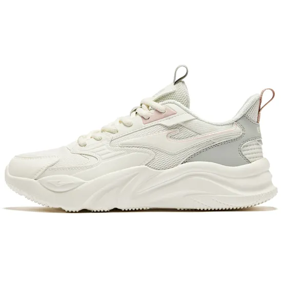 Erke Jie Ao 2.0 Cushioning Wear-Resistant Low-Top Casual Shoes Women's White Gray Pink