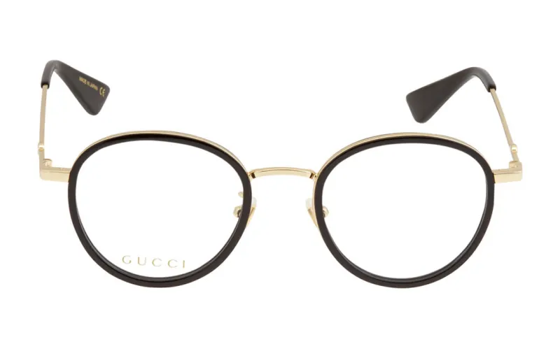 GUCCI Irregular Shape Eyeglass Frames Unisex Gold