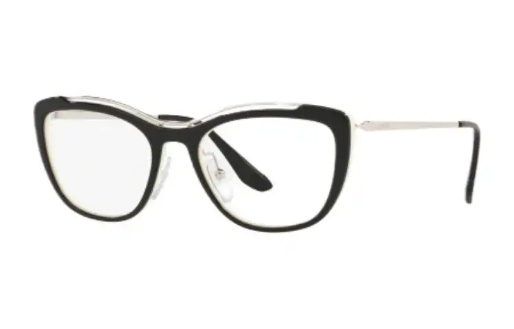 PRADA Plastic Metal Irregular Shape Eyeglass Frames Women's Multicolor