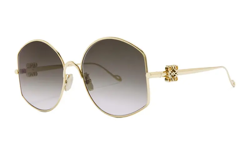 LOEWE Metal Irregular Shape Sunglasses Unisex Gold