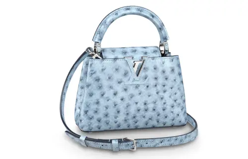 LOUIS VUITTON Capucines Ostrich Leather Kapsyn Shoulder Bag, Crossbody Bag, Handbag Mini Women's Sky Blue