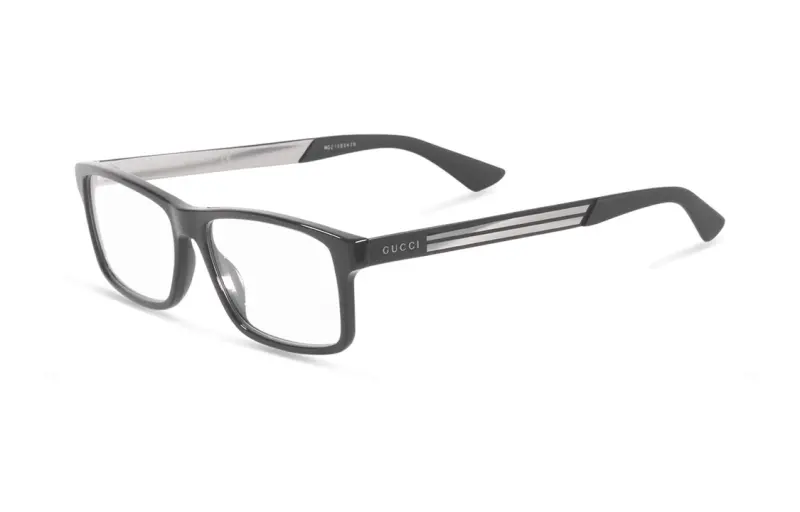 GUCCI Acetate Rectangular Eyeglass Frames Unisex Black