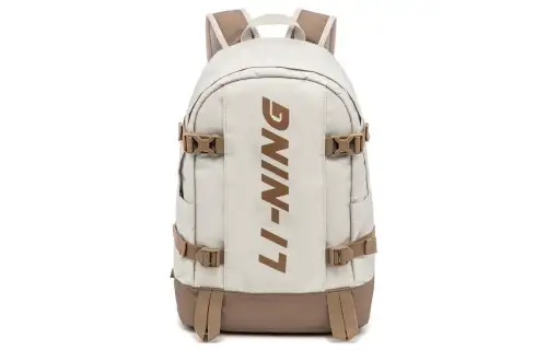 Li Ning Sports Life Collection Polyester Backpack Regular Unisex Oat Gray & Khaki Brown